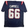 Autographed/Signed Will Campbell New England Blue Football Jersey JSA COA