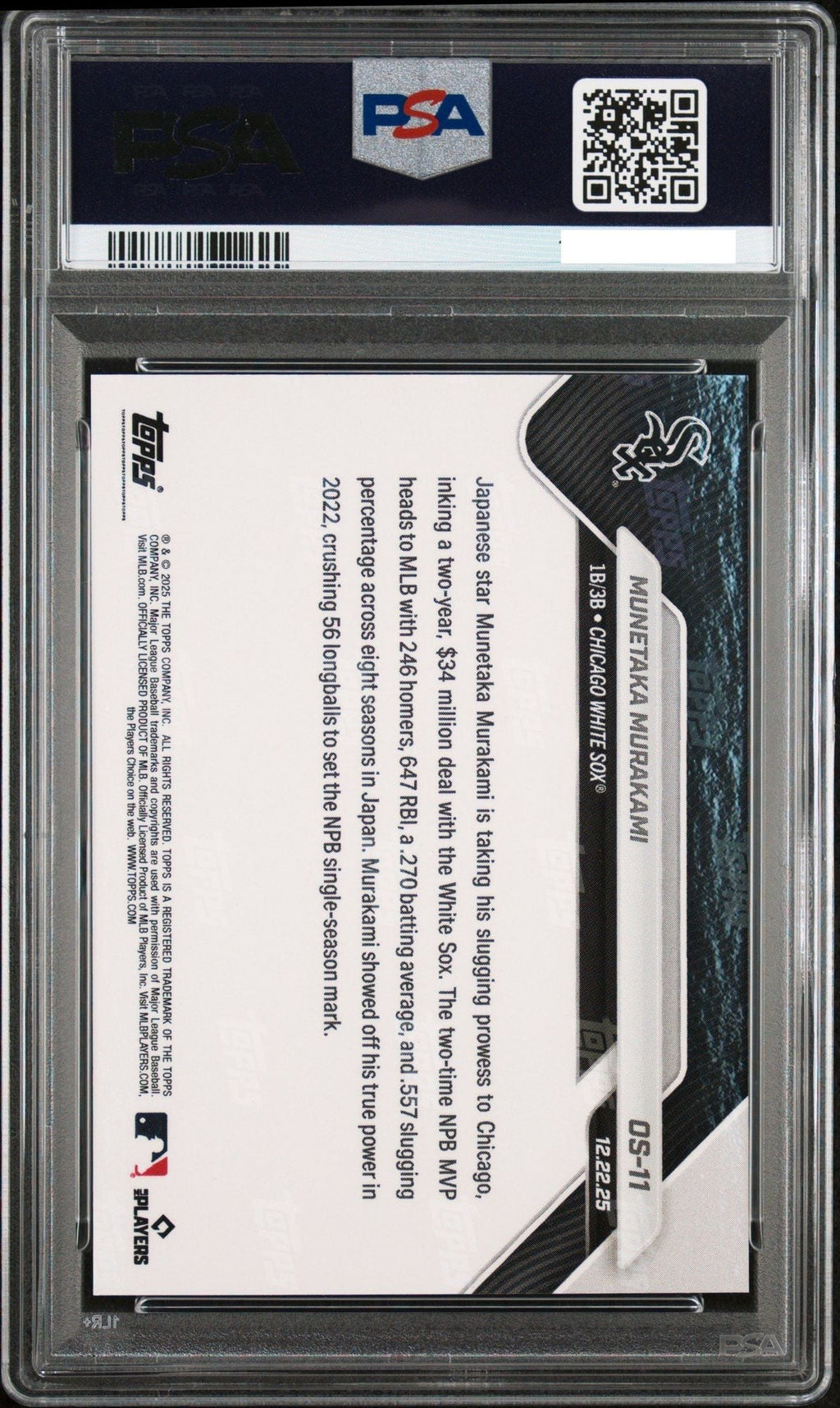 Graded 2025 Topps Now Munetaka Murakami #OS11 Rookie RC Baseball Card PSA 10 Gem Mint