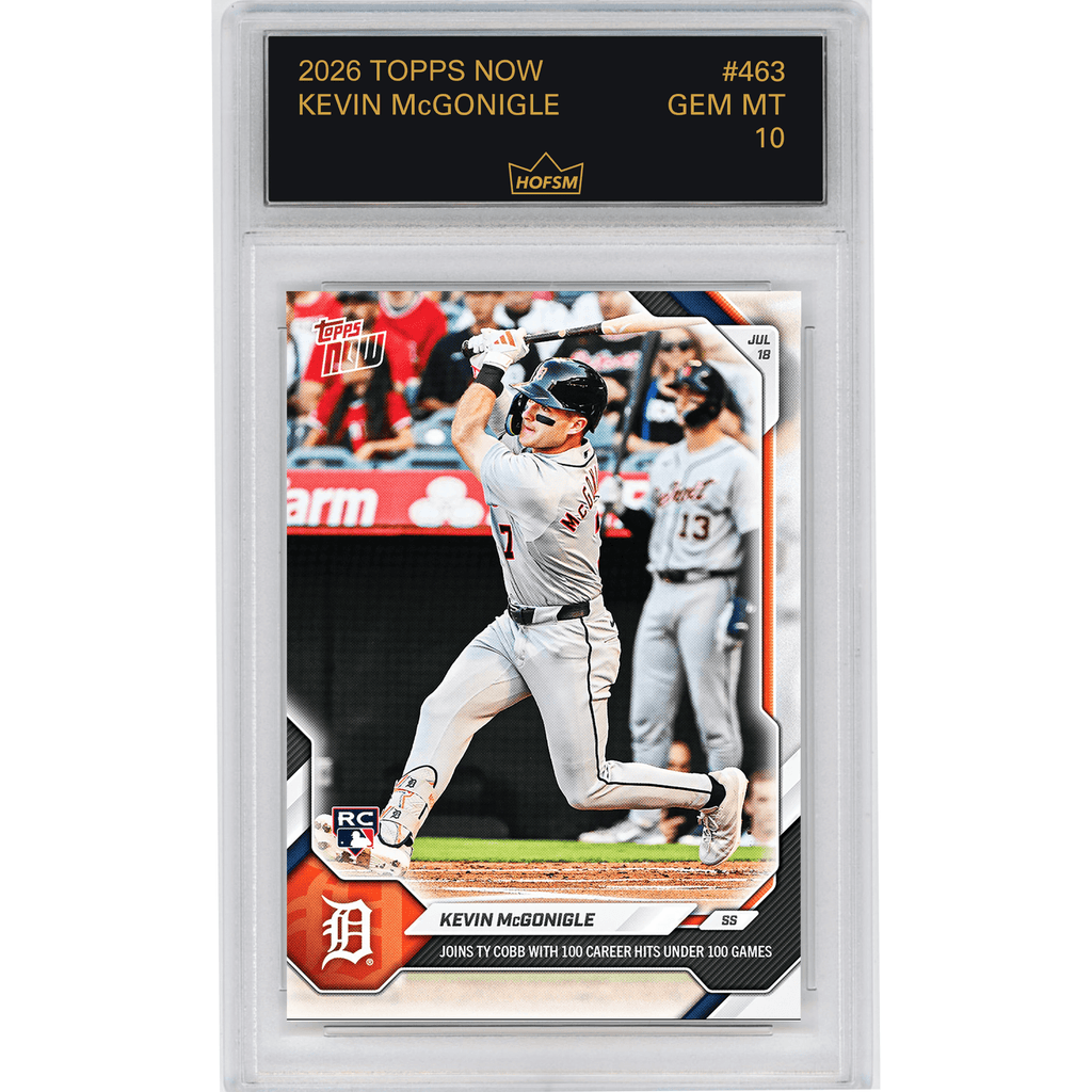 Graded 2026 Topps Now Kevin McGonigle #463 Joins Ty Cobb with 100 Career Hits Under 100 Games Detroit Tigers Rookie RC Baseball Card HOFSM 10 Gem Mint