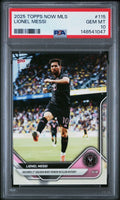 Graded 2025 Topps Now MLS Lionel Messi #115 Secures 1st Golden Boot Honor in Club History Soccer Card PSA 10 Gem Mint