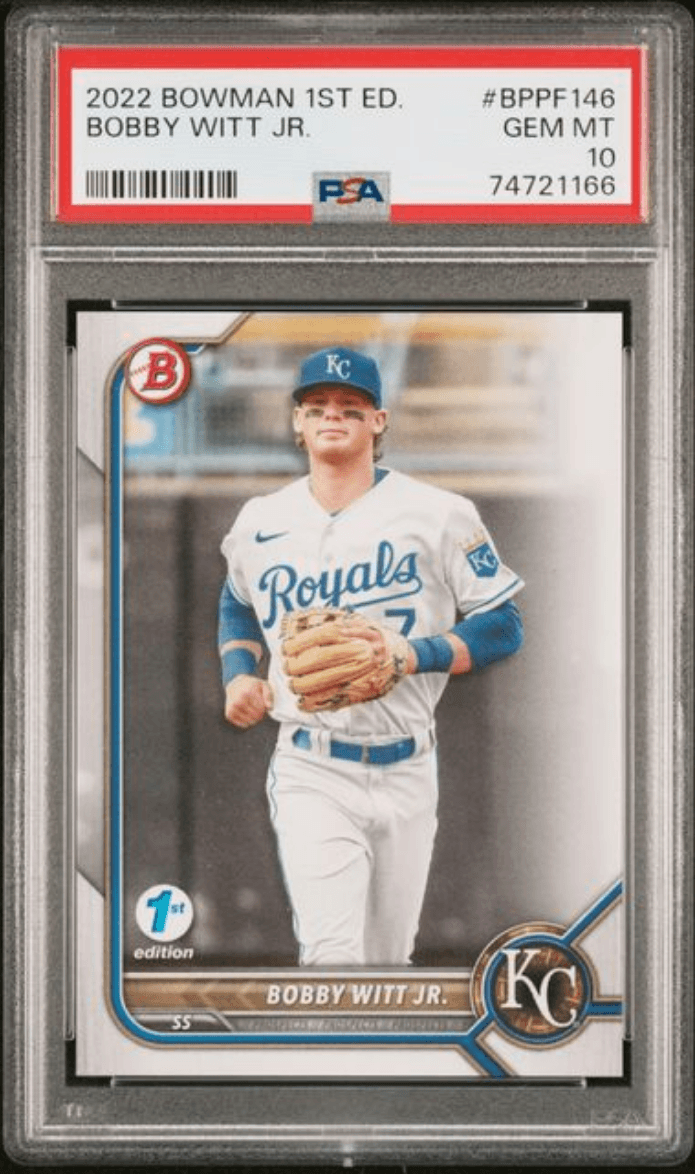 Graded 2022 Topps Bowman 1st Edition Bobby Witt Jr #BPPF146 Rookie RC Baseball Card PSA 10 Gem Mint