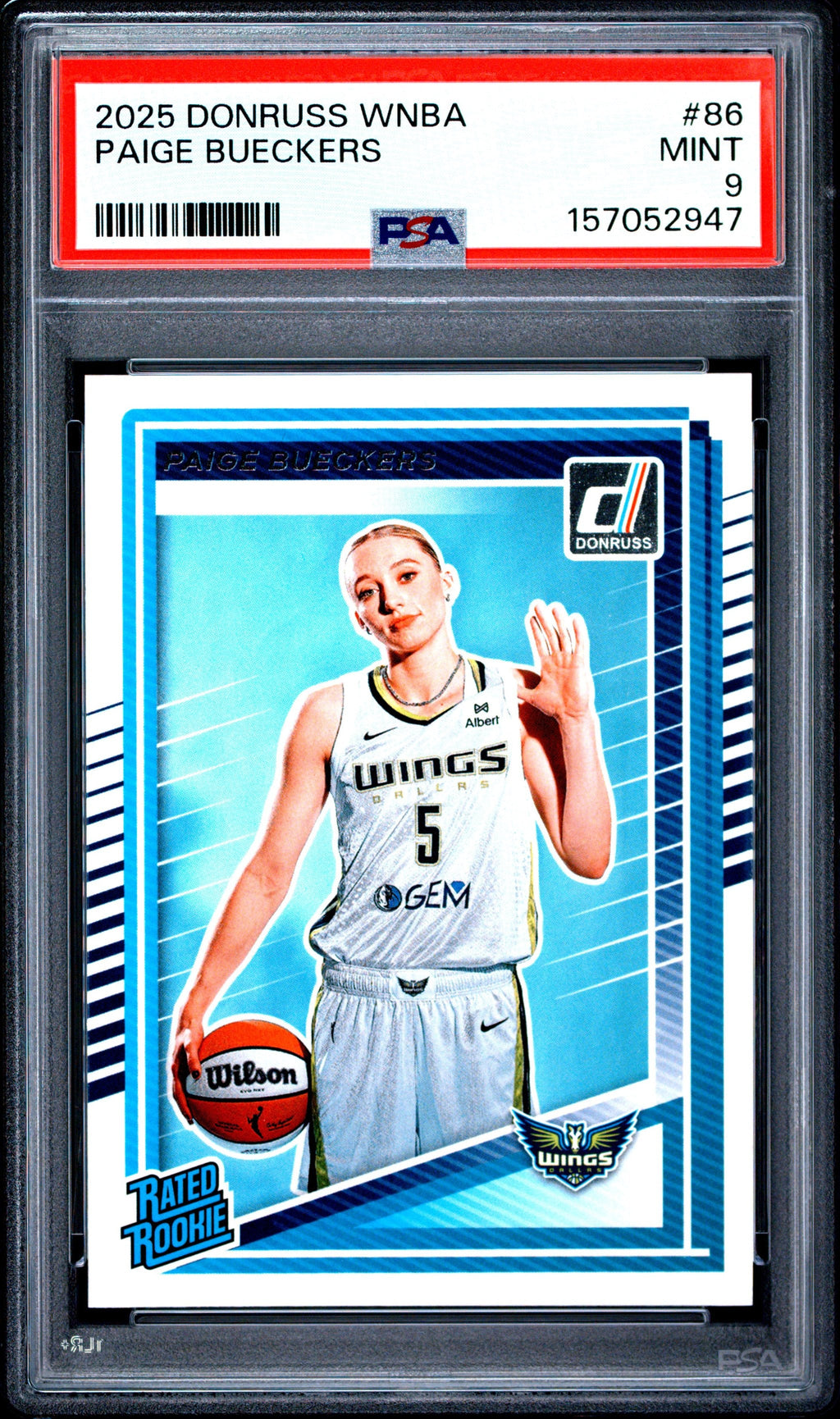 Graded 2025 Donruss WNBA Paige Bueckers #86 Rookie RC Basketball Card PSA 9 Mint