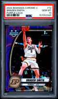 Graded 2024 Bowman University Chrome Braden Smith #12 Purple Lava Refractor Rookie RC Basketball Card PSA 10 Gem Mint
