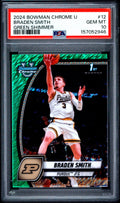 Graded 2024 Bowman University Chrome Braden Smith #12 Green Shimmer Refractor Rookie RC Basketball Card PSA 10 Gem Mint
