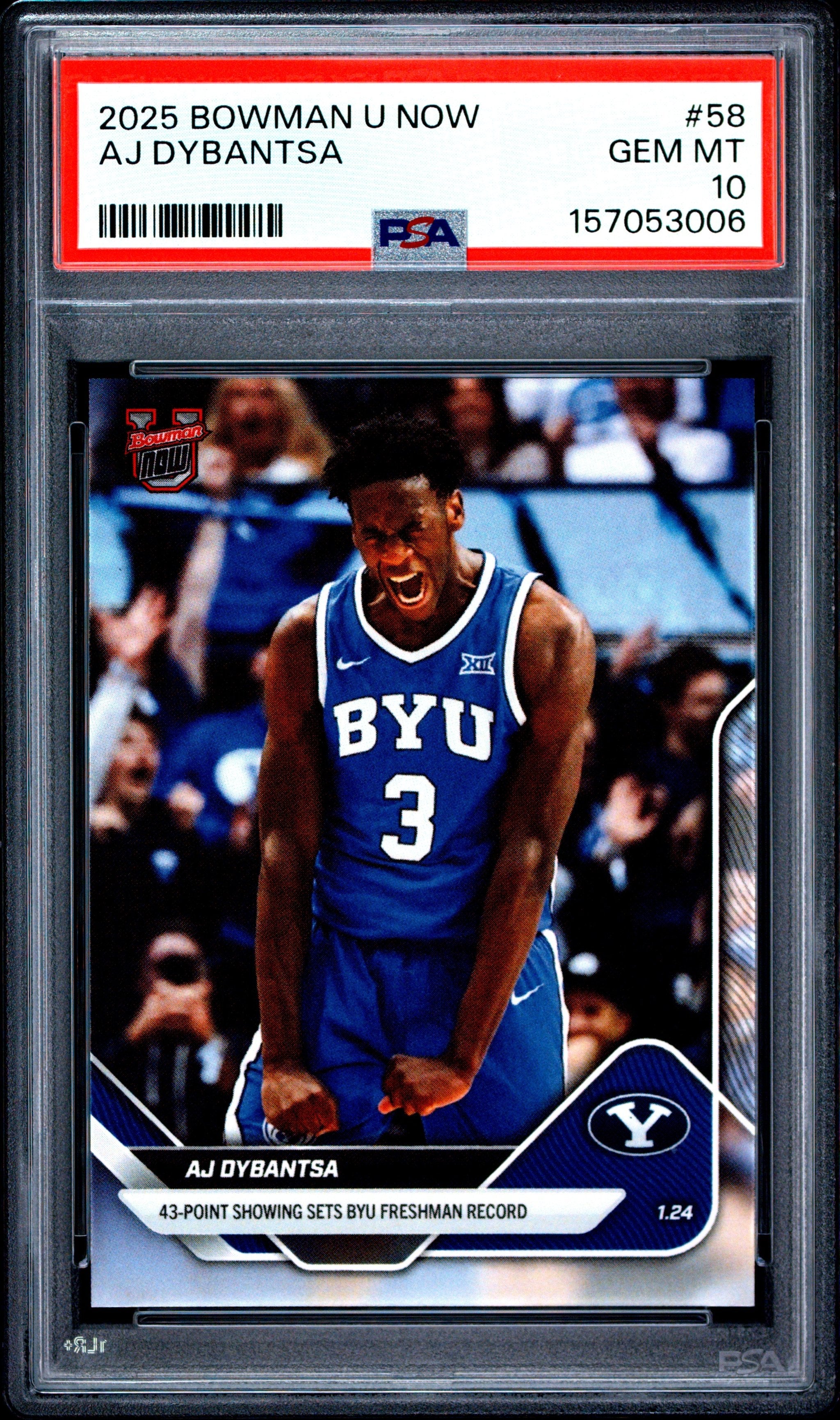 Graded 2025 Topps Bowman U Now AJ Dybantsa #58 Rookie RC Basketball Card PSA 10 Gem Mint