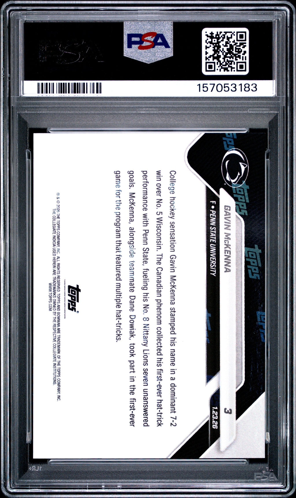 Graded 2025 Topps Bowman U Now Gavin McKenna #3 Rookie RC Hockey Card PSA 10 Gem Mint