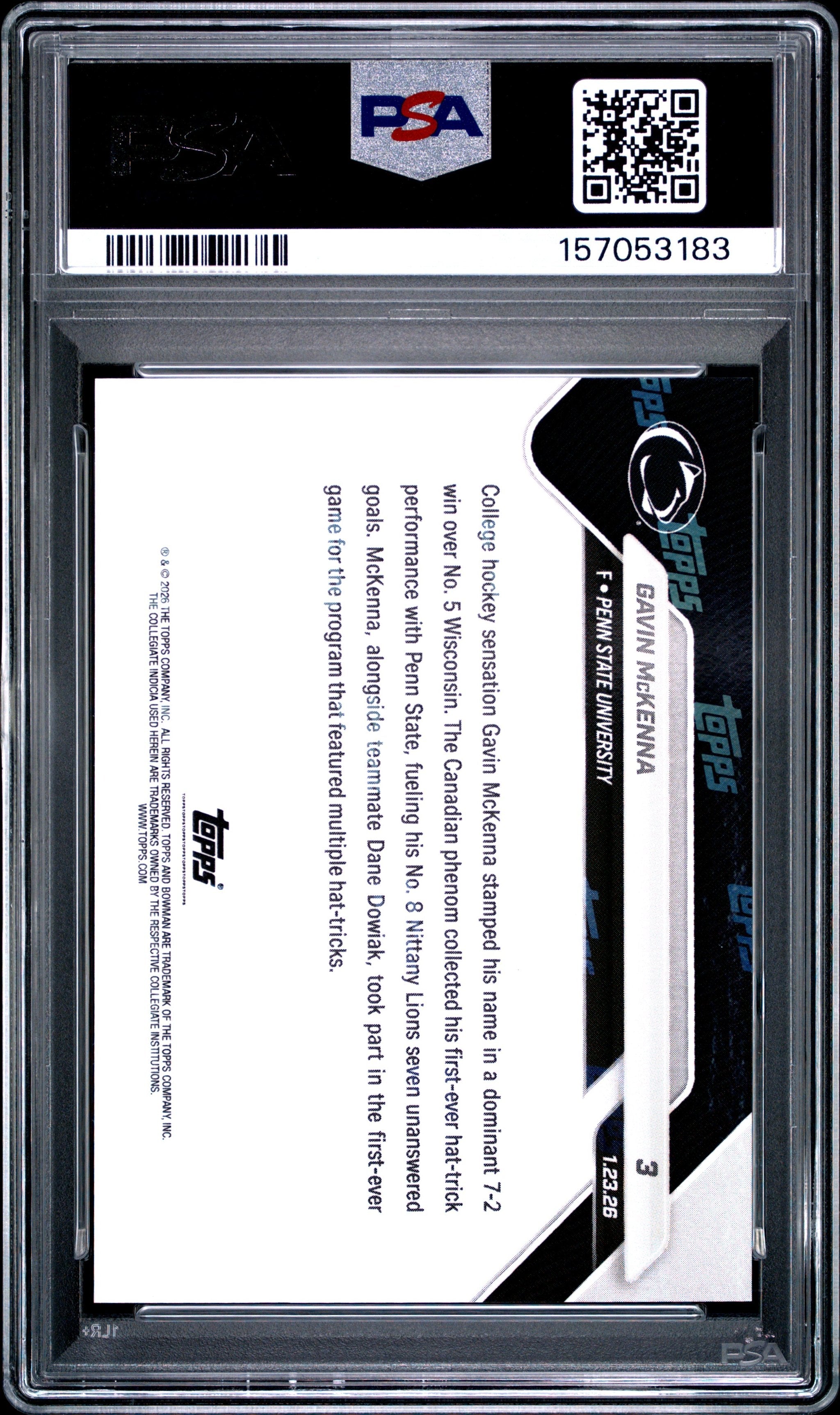 Graded 2025 Topps Bowman U Now Gavin McKenna #3 Rookie RC Hockey Card PSA 10 Gem Mint