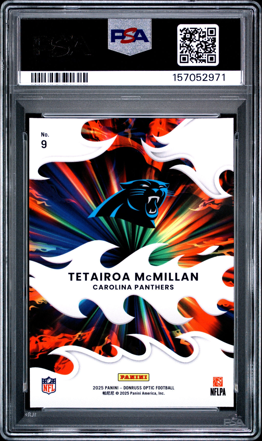 Graded 2025 Panini Donruss Optic Tetairoa McMillan #9 Light It Up Rookie RC Football Card PSA 10 Gem Mint