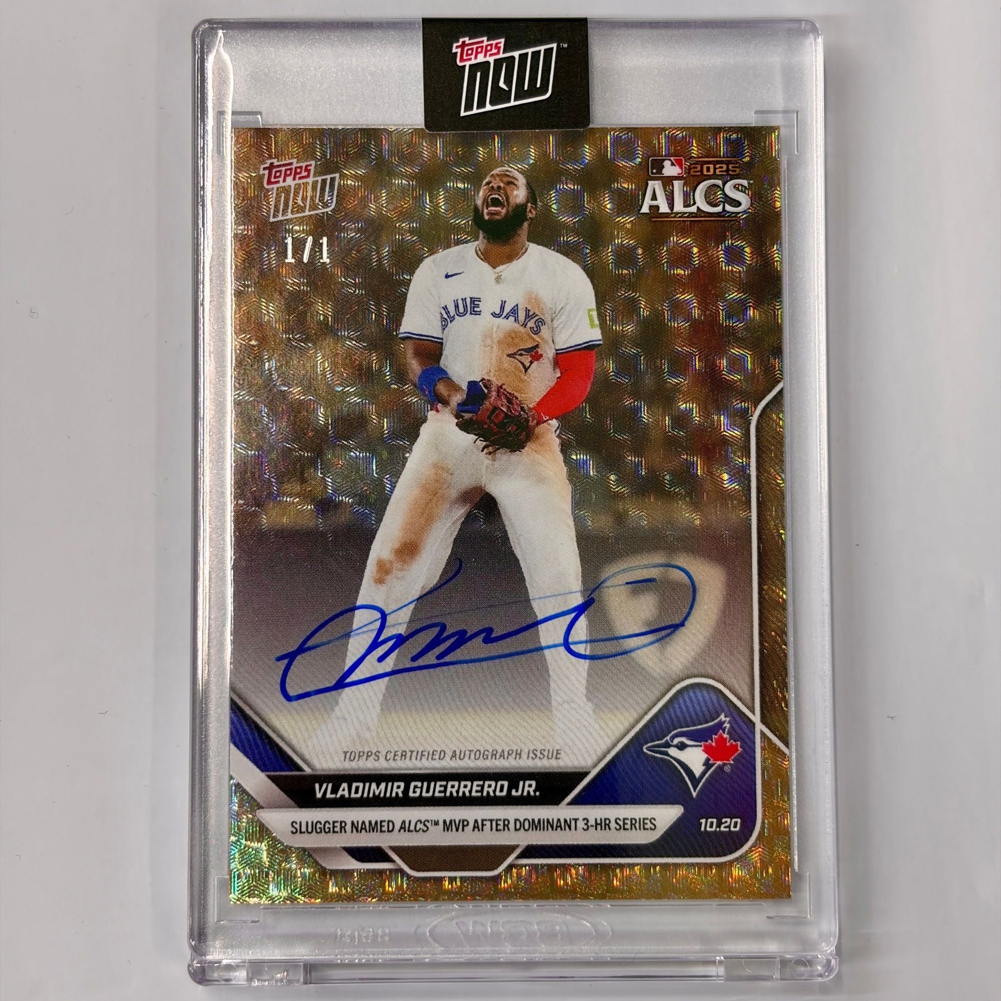 2025 Topps Now Vladimir Guerrero Jr #891C Foilfractor Auto 1/1 Slugger Named ALCS MVP After Dominant 3 HR Series Toronto Blue Jays Baseball Card