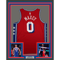 Framed Autographed/Signed Tyrese Maxey 35x39 Philadelphia 76ers Sixers Red Authentic Basketball Jersey Fanatics COA