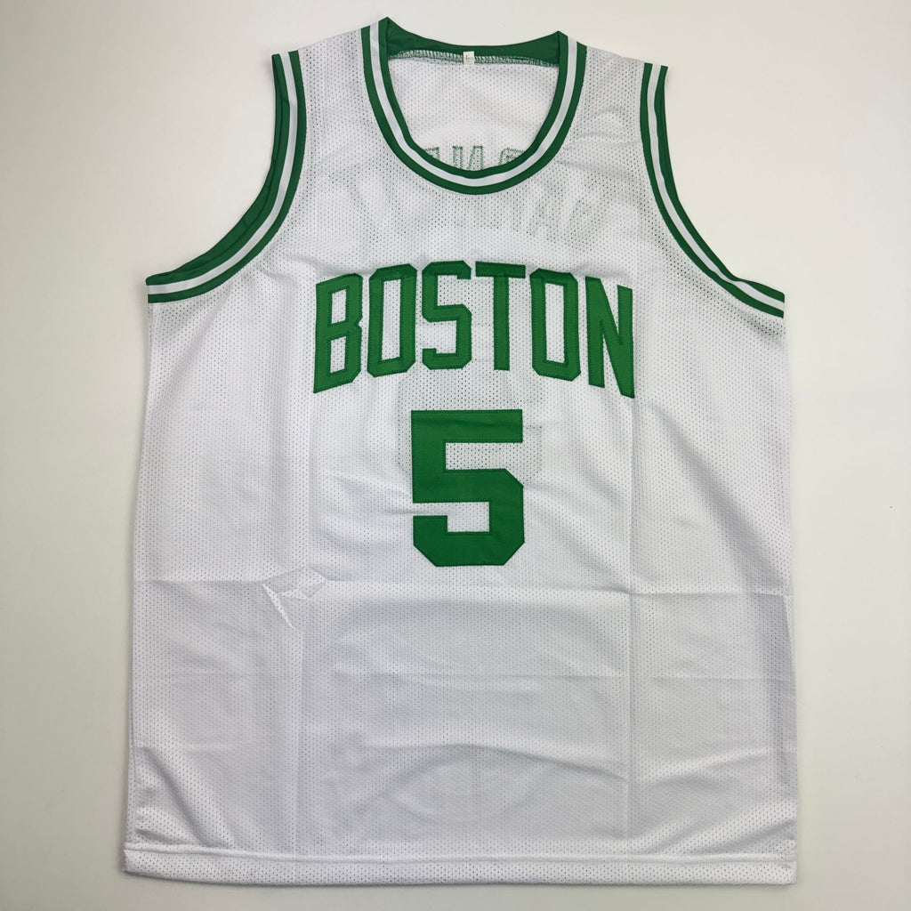 Autographed/Signed Kevin Garnett Boston White Basketball Jersey Beckett BAS COA