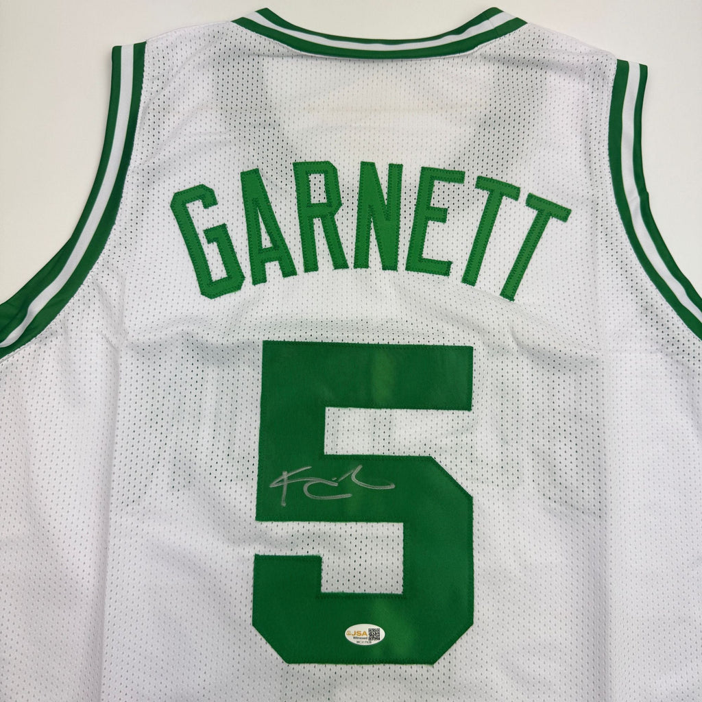 Autographed/Signed Kevin Garnett Boston White Basketball Jersey Beckett BAS COA