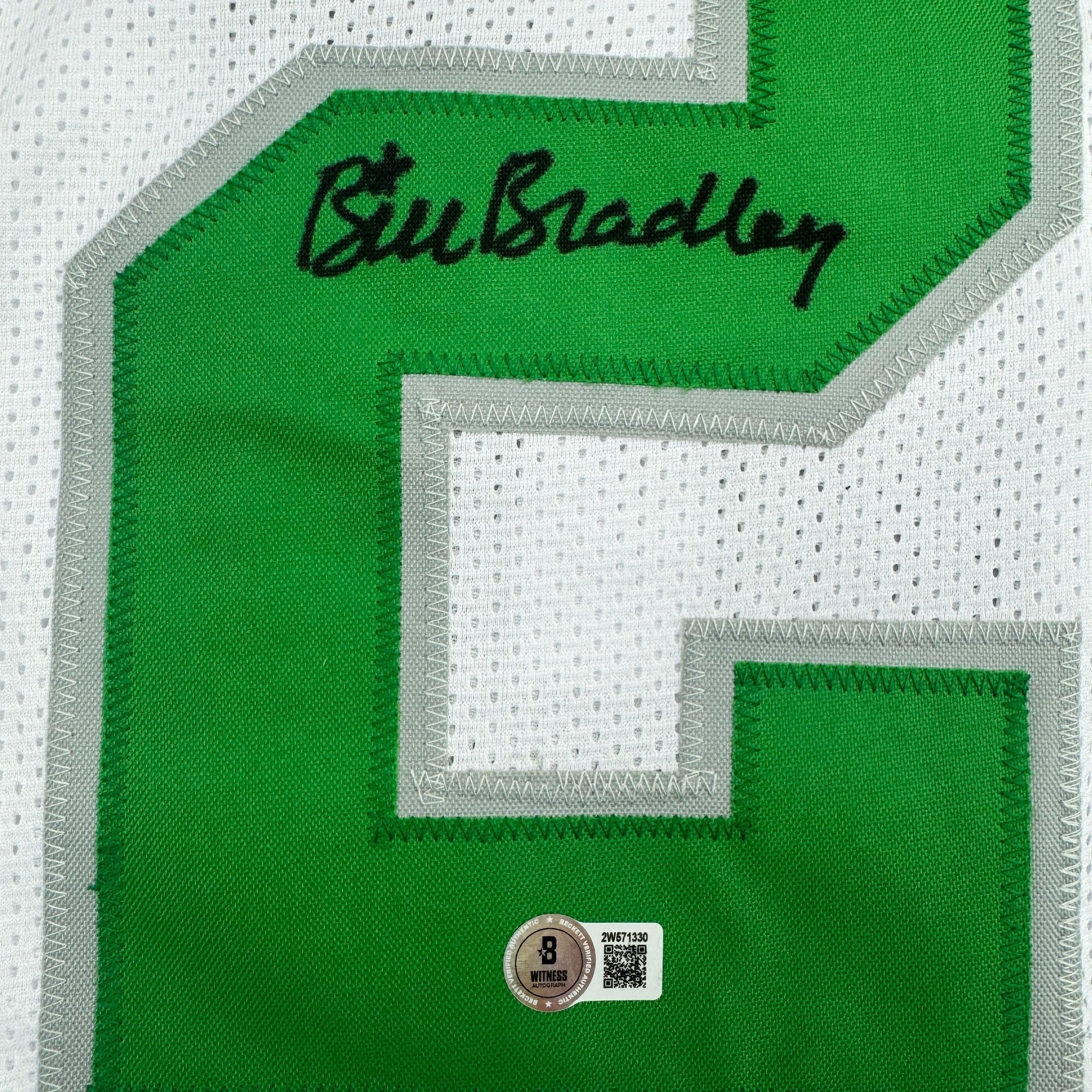 Autographed/Signed Bill Bradley Philadelphia White Football Jersey Beckett BAS COA