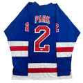 Autographed/Signed Brad Park New York Blue Hockey Jersey JSA COA