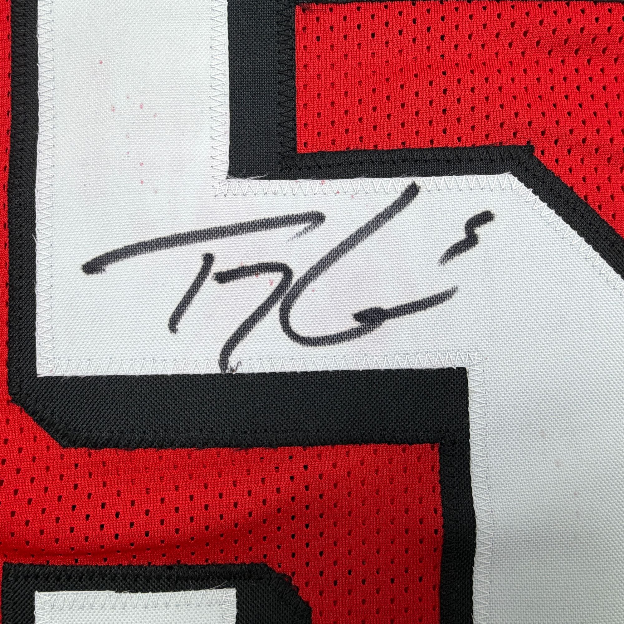 Autographed/Signed Trey Lance San Francisco Red Alternate Football Jersey Beckett BAS COA