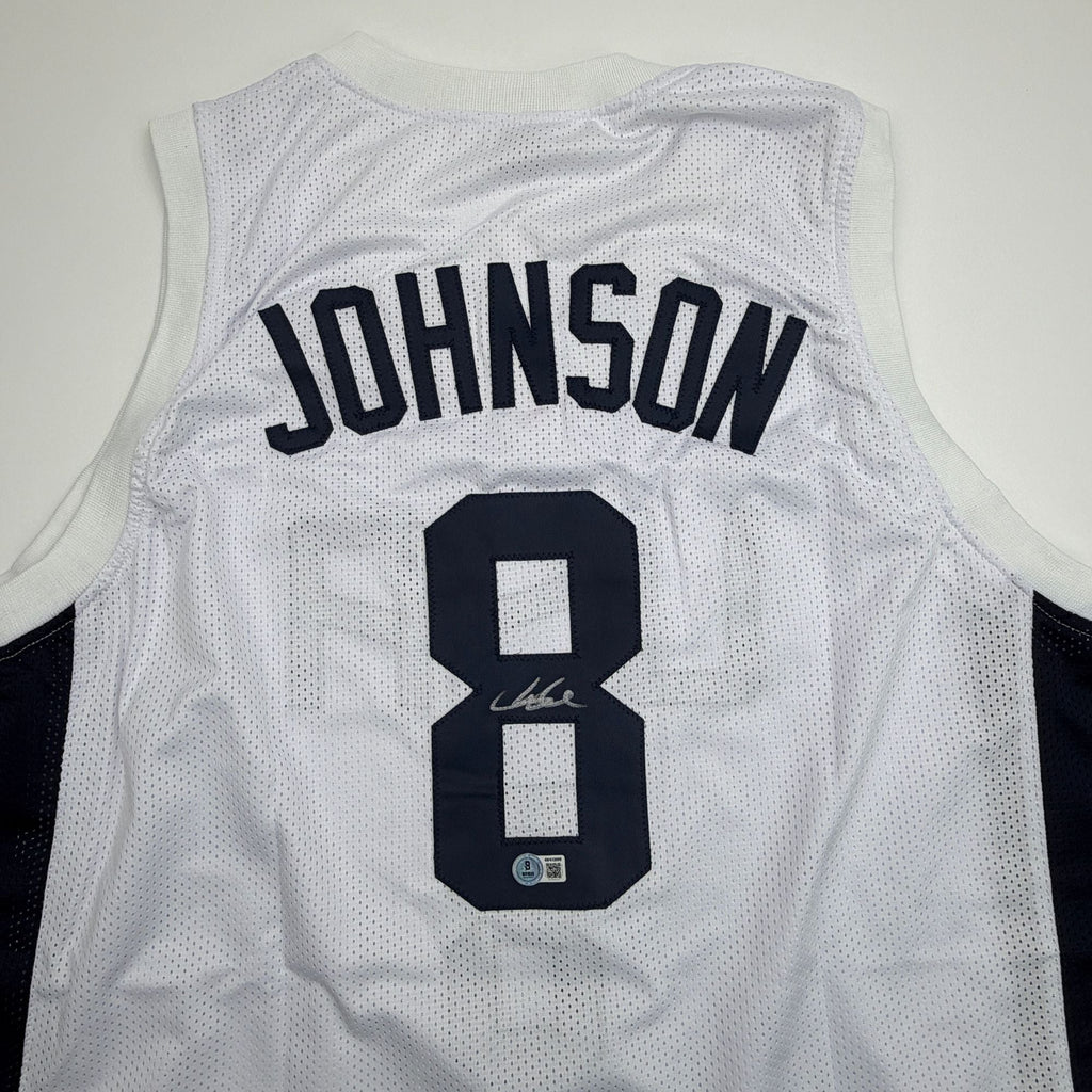 Autographed/Signed Joe Johnson United States USA Olympic White Basketball Jersey Beckett BAS COA