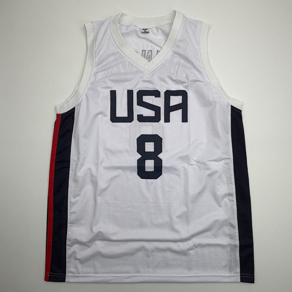 Autographed/Signed Joe Johnson United States USA Olympic White Basketball Jersey Beckett BAS COA