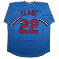 Autographed/Signed Jack Clark St. Louis Blue Baseball Jersey Beckett BAS COA