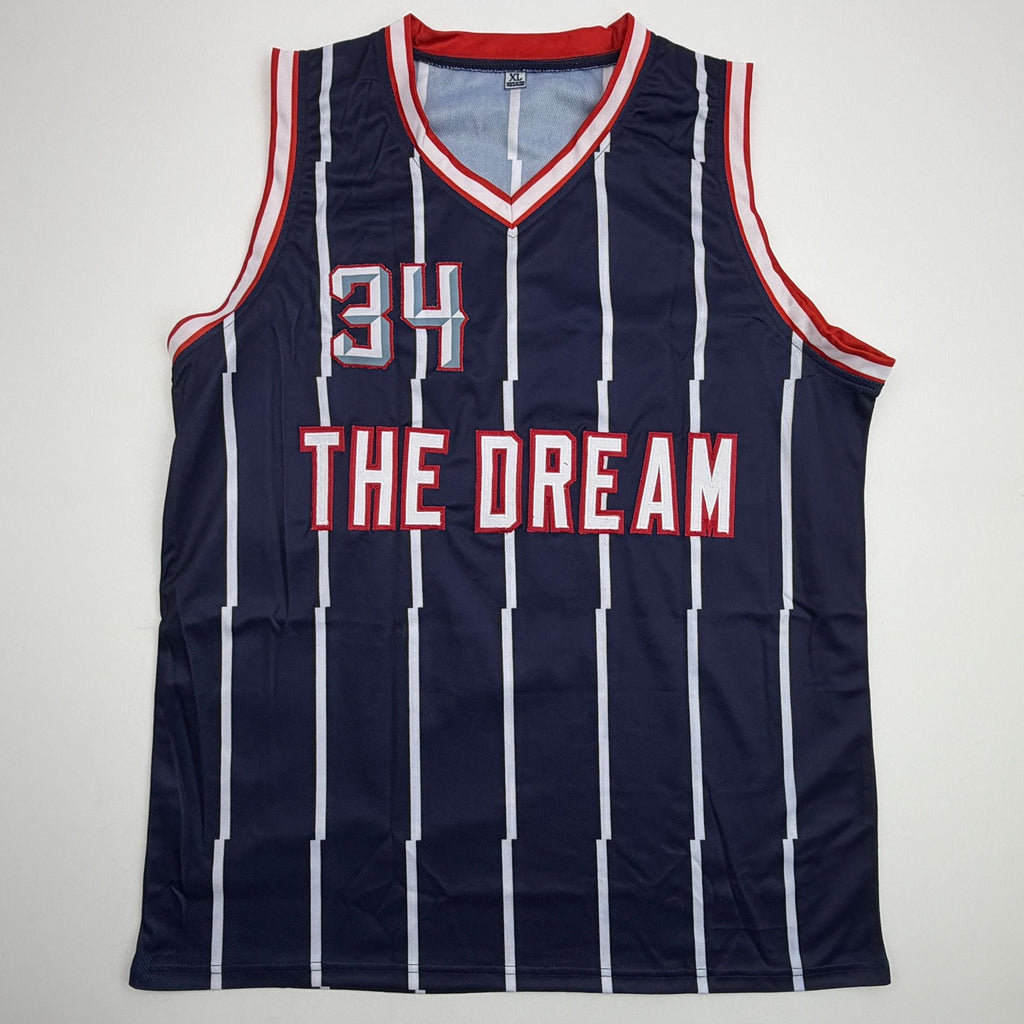 Autographed/Signed Hakeem Olajuwon Houston Blue Basketball Jersey JSA COA