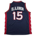 Autographed/Signed Hakeem Olajuwon United States USA Olympics Blue Basketball Jersey JSA COA