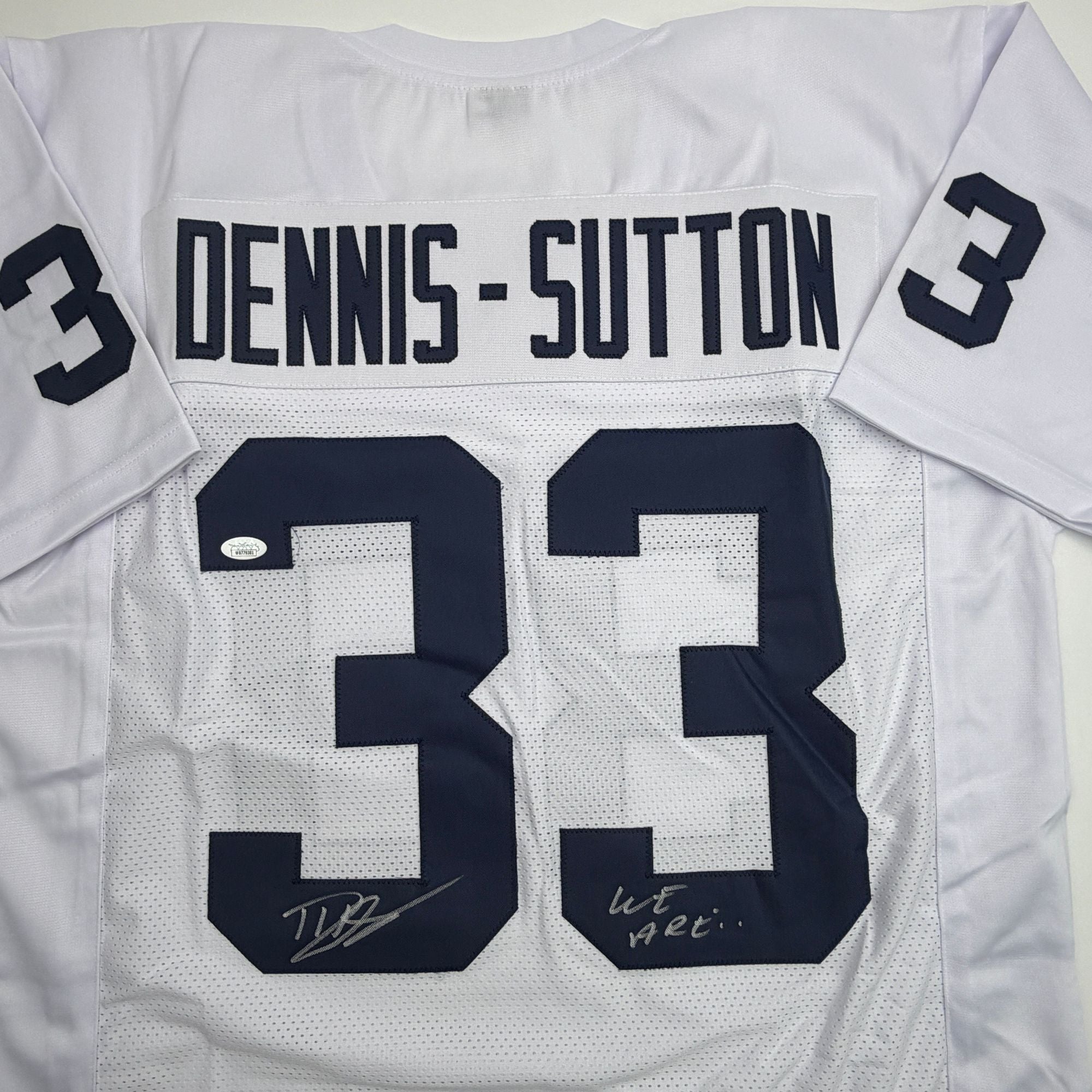Autographed/Signed Dani Dennis-Sutton Penn State White College Football Jersey JSA COA
