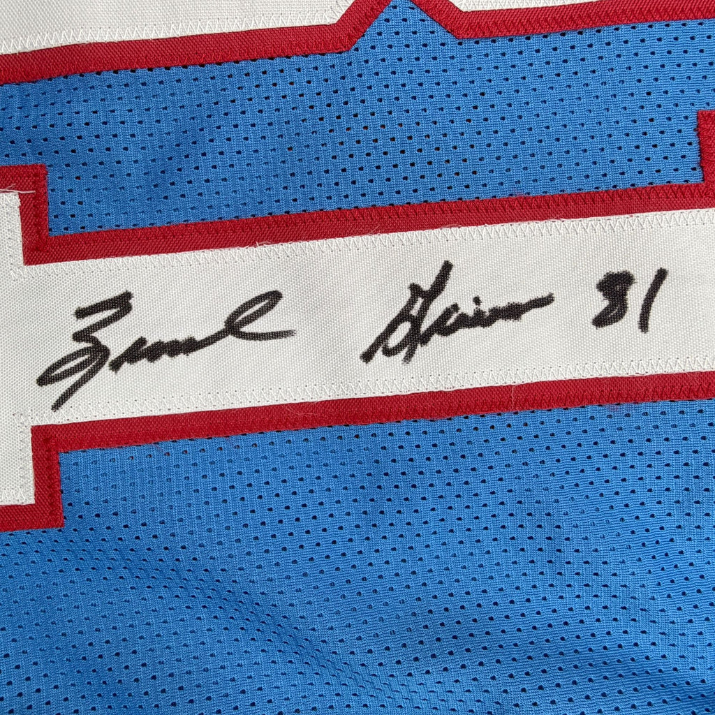 Autographed/Signed Ernest Givins Houston Blue Football Jersey JSA COA