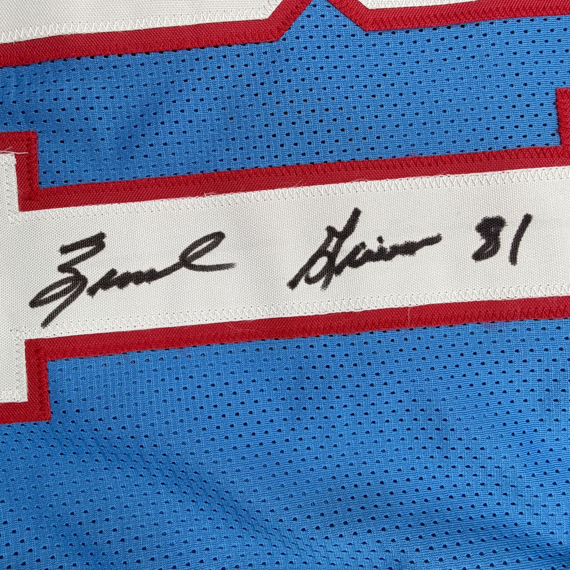 Autographed/Signed Ernest Givins Houston Blue Football Jersey JSA COA