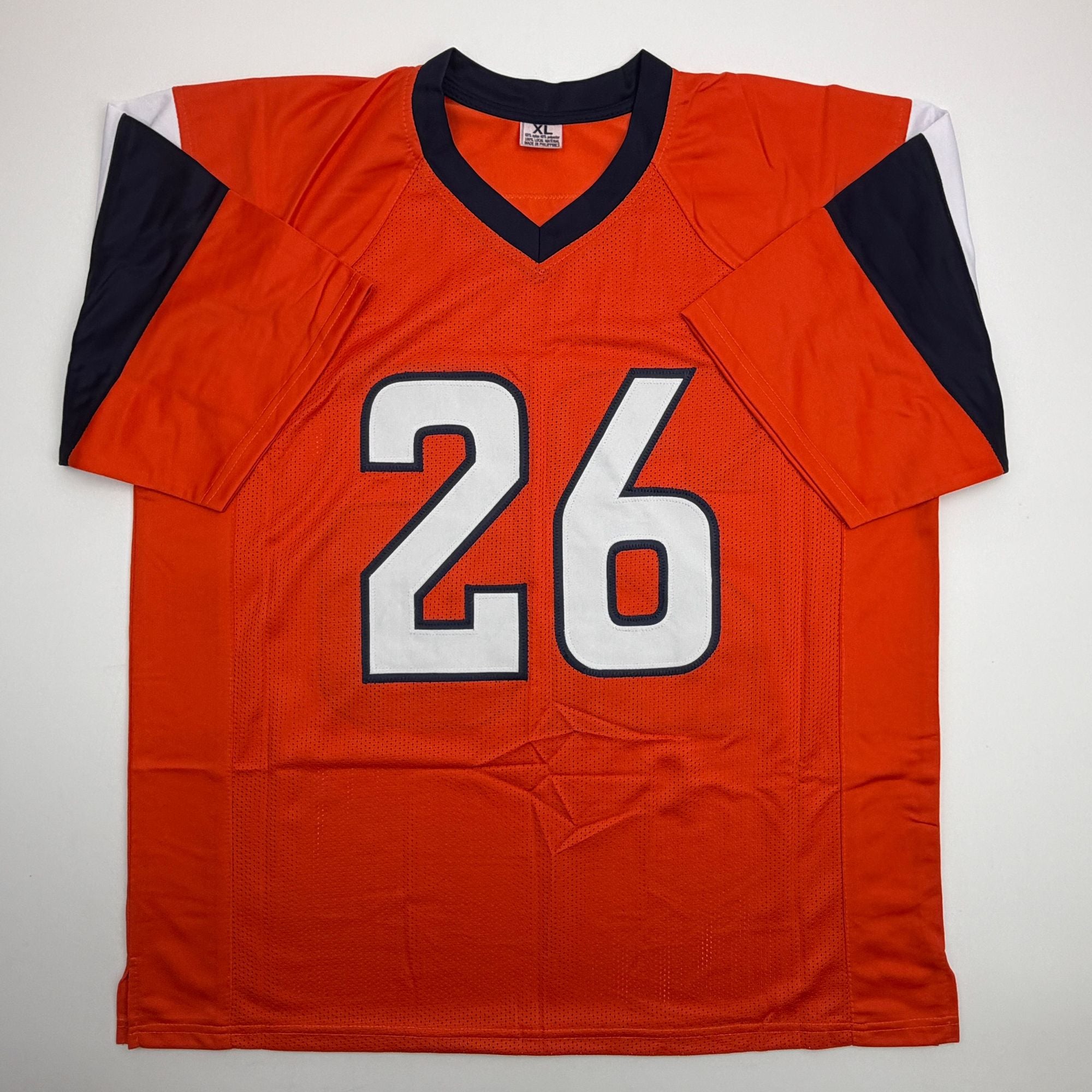 Autographed/Signed Clinton Portis Denver Current Orange Football Jersey JSA COA
