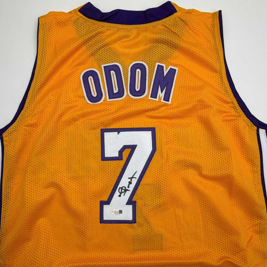 Autographed/Signed Lamar Odom Los Angeles Yellow Basketball Jersey JSA COA