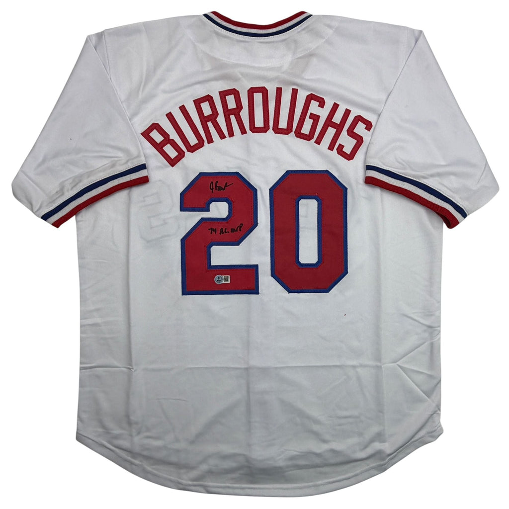 Autographed/Signed Jeff Burroughs Texas White Baseball Jersey Beckett BAS COA