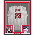 Framed Autographed/Signed Alec Bohm 35x39 Philadelphia Phillies Pinstripe Authentic Baseball Jersey Fanatics & MLB COA