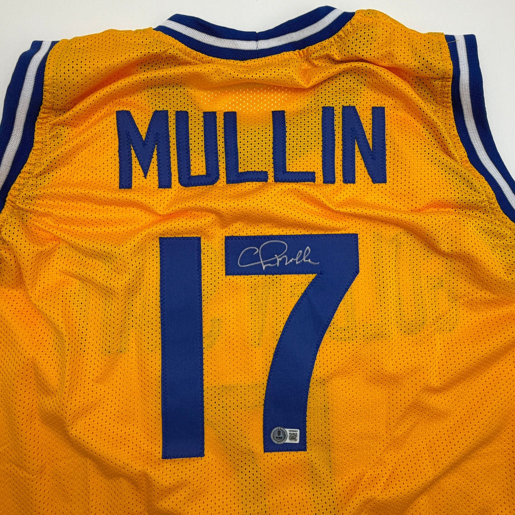 Autographed/Signed Chris Mullin Golden State Yellow Basketball Jersey Beckett BAS COA