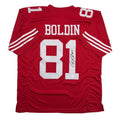 Autographed/Signed Anquan Boldin San Francisco Red Football Jersey JSA COA