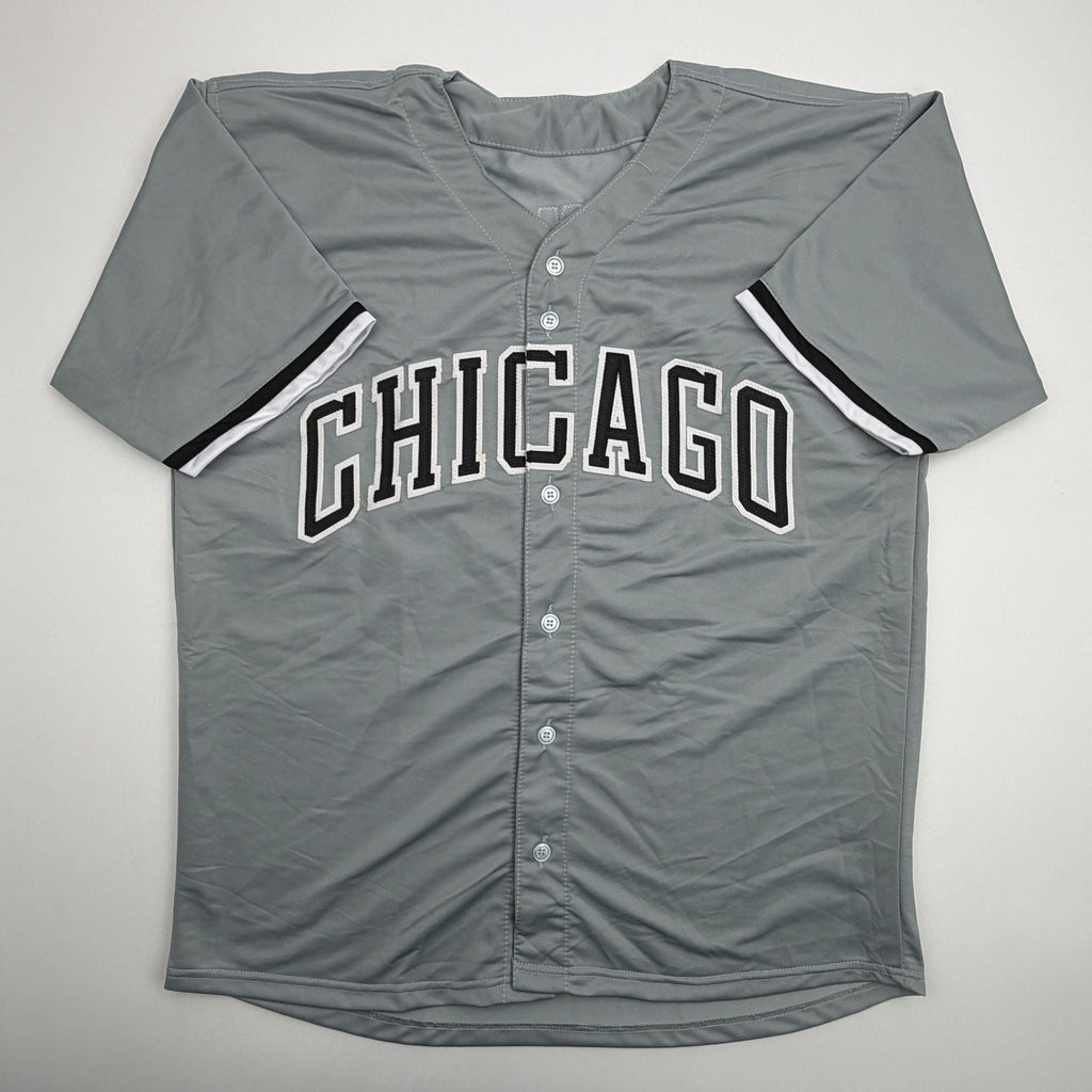 Autographed/Signed Sam Antonacci Chicago Grey Baseball Jersey Beckett BAS COA