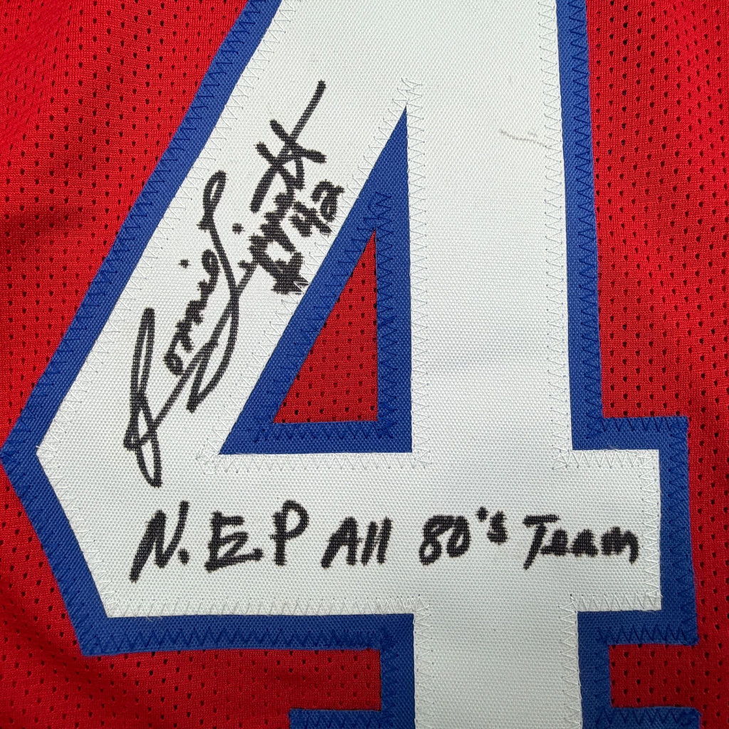 Autographed/Signed Ronnie Lippett New England Red Football Jersey Beckett BAS COA