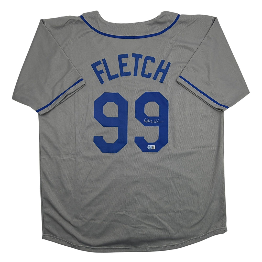 Autographed/Signed Chevy Chase Fletch Los Angeles Grey Baseball Jersey Beckett BAS COA