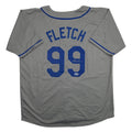 Autographed/Signed Chevy Chase Fletch Los Angeles Grey Baseball Jersey Beckett BAS COA