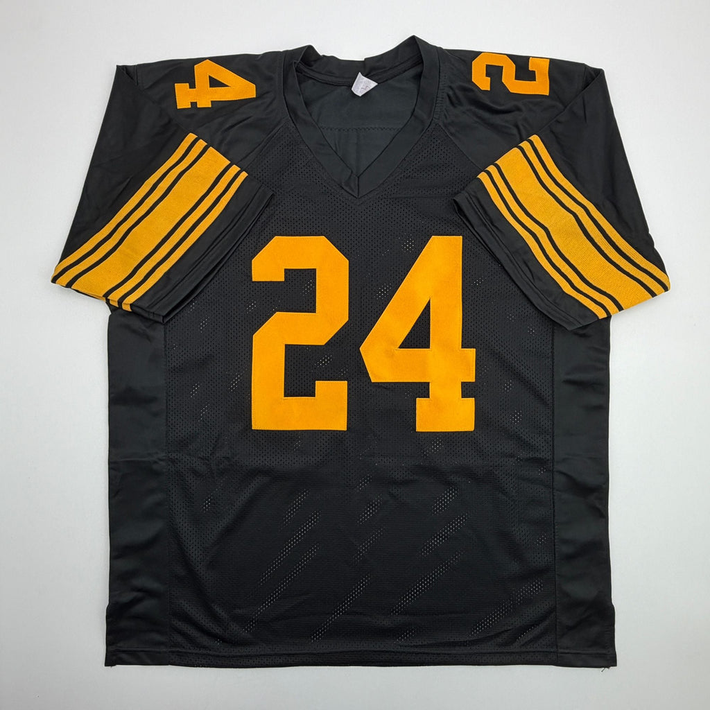 Autographed/Signed JT Thomas Pittsburgh Black Color Rush Football Jersey Beckett BAS COA