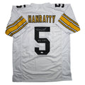 Autographed/Signed Terry Hanratty Pittsburgh White Football Jersey JSA COA