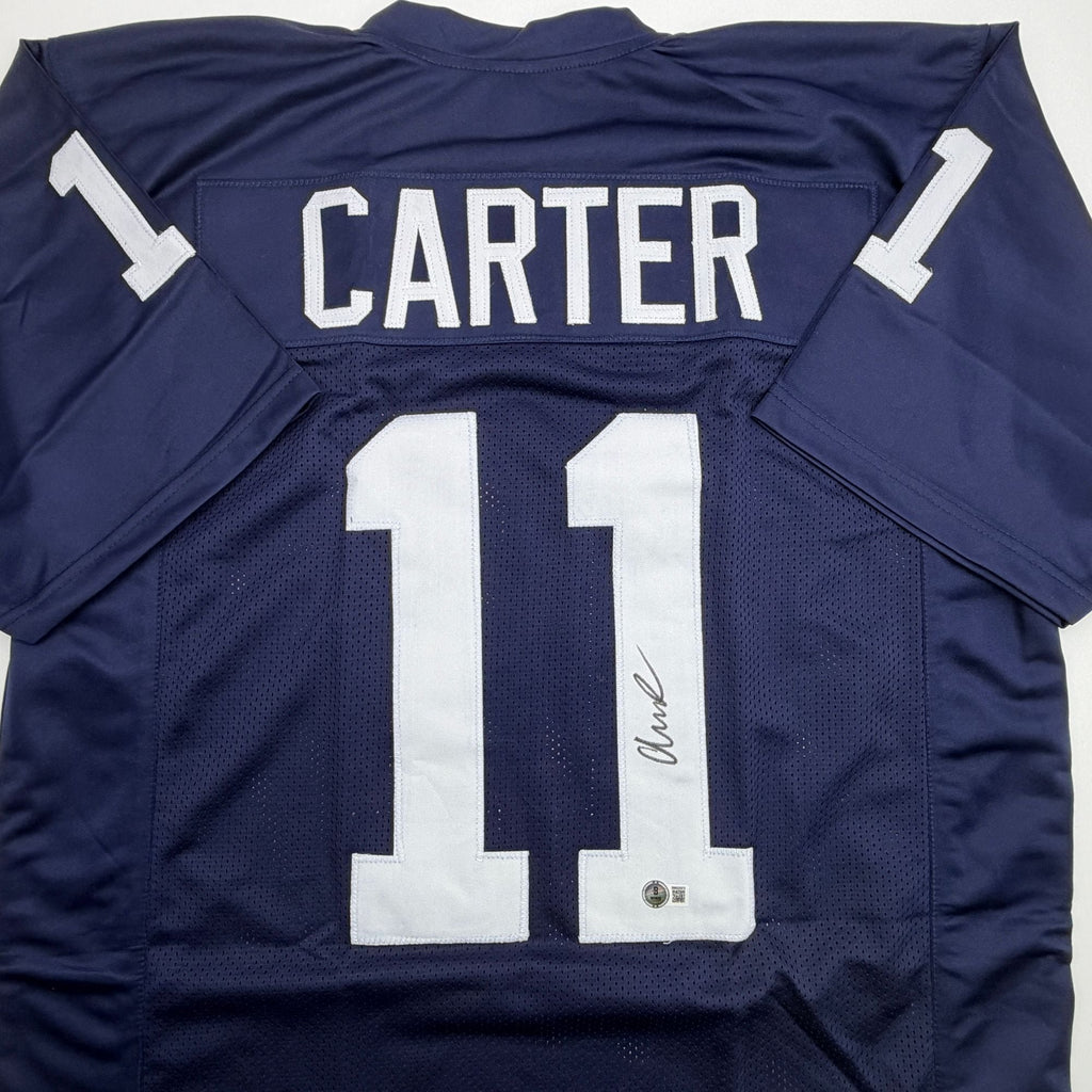 Autographed/Signed Abdul Carter Penn State Blue College Football Jersey Beckett BAS COA
