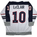 Autographed/Signed John LeClair United States Team USA White Hockey Jersey Beckett BAS COA