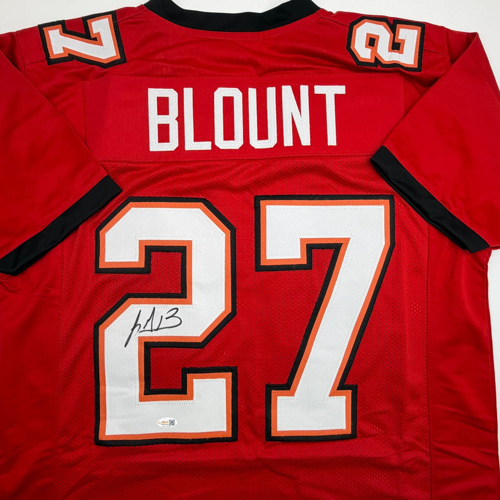 Autographed/Signed LeGarrette Blount Tampa Bay Red Football Jersey JSA COA