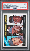 Graded 1966 Topps NL Batting Leaders Clemente Aaron Mays #215 Baseball Card PSA 5 Excellent
