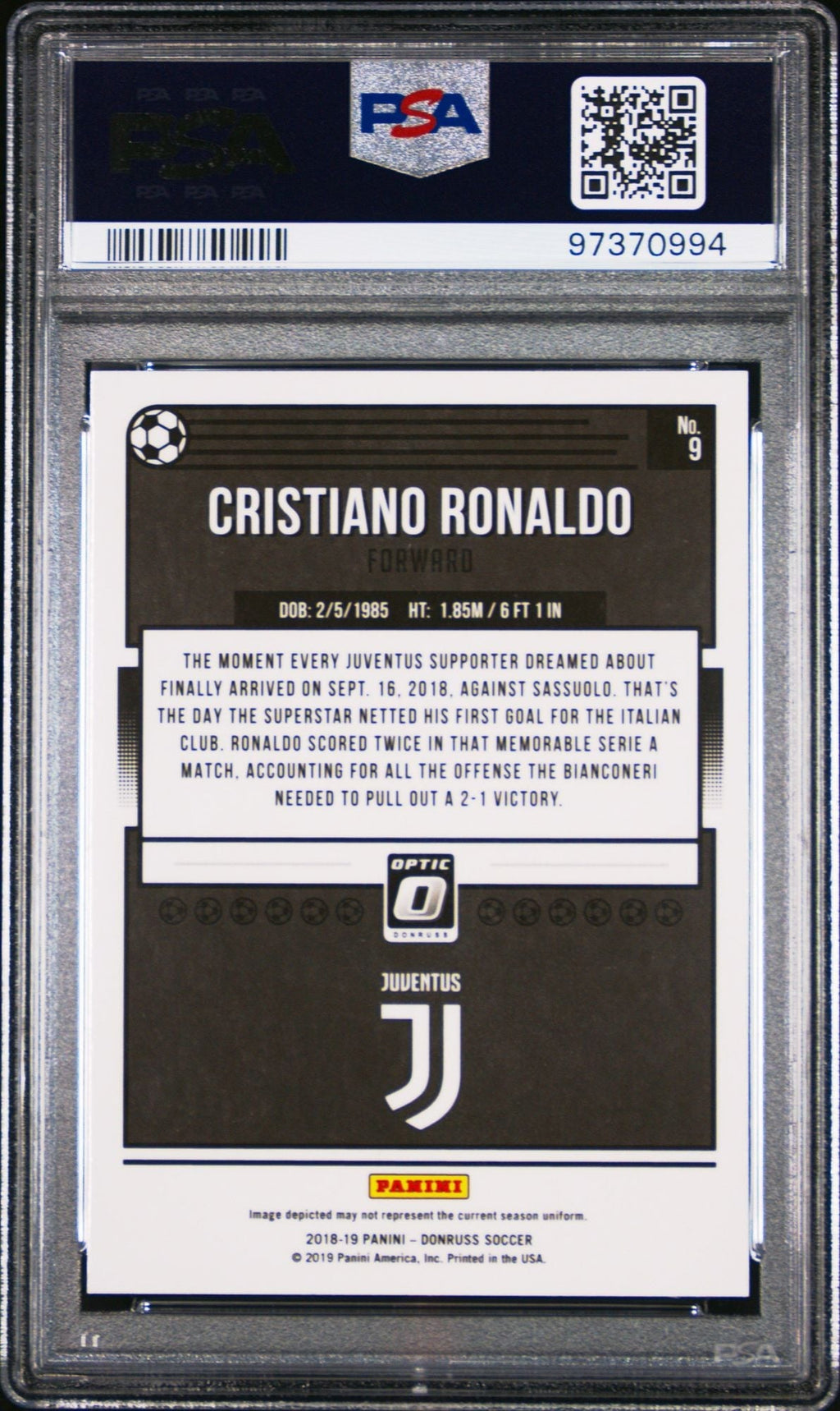 Graded 2018 Panini Donruss Optic Cristiano Ronaldo #9 Soccer Card PSA 10 Gem Mint