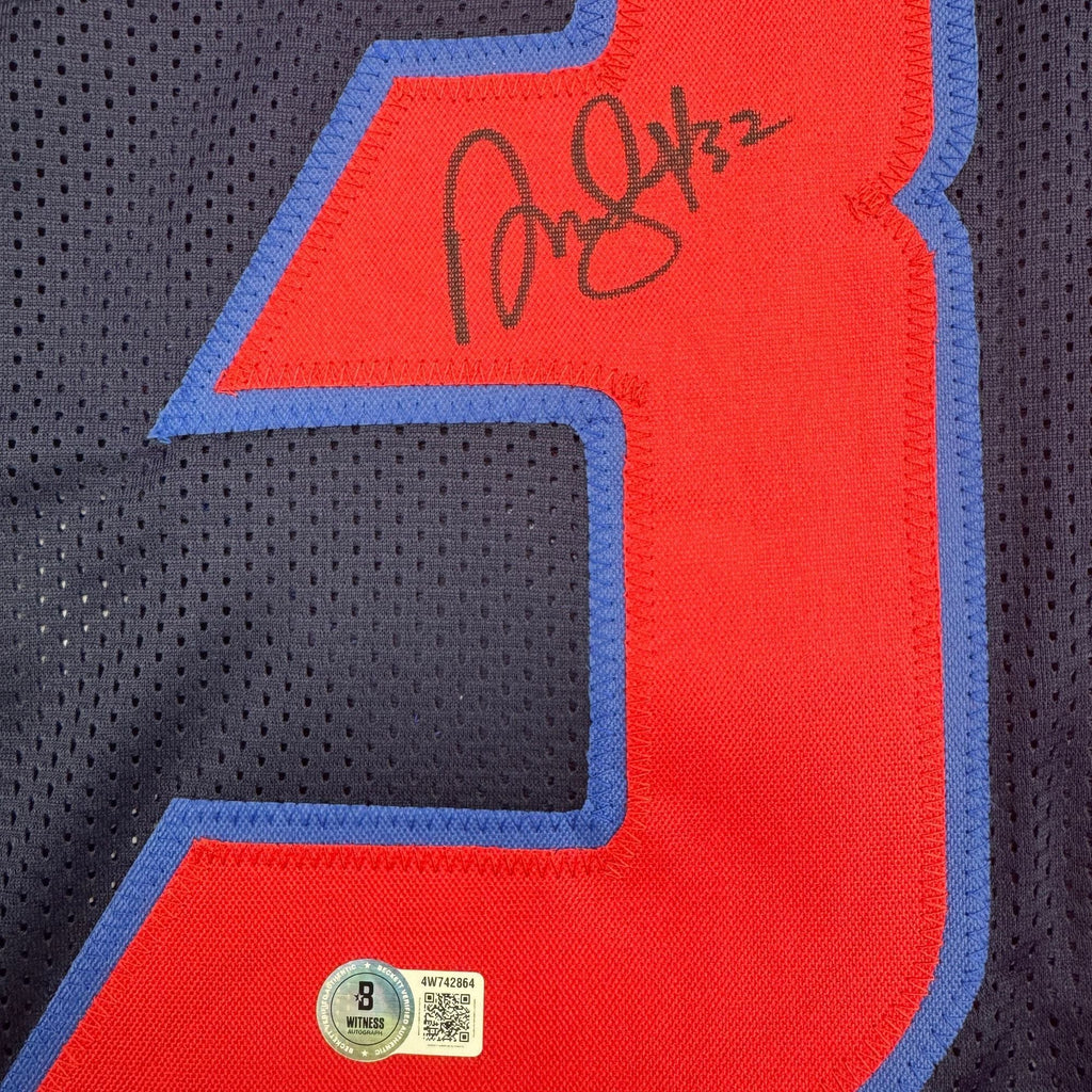Autographed/Signed David Montgomery Houston Blue Alternate Football Jersey Beckett BAS COA