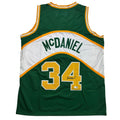 Autographed/Signed Xavier McDaniel Seattle Green Basketball Jersey Beckett BAS COA