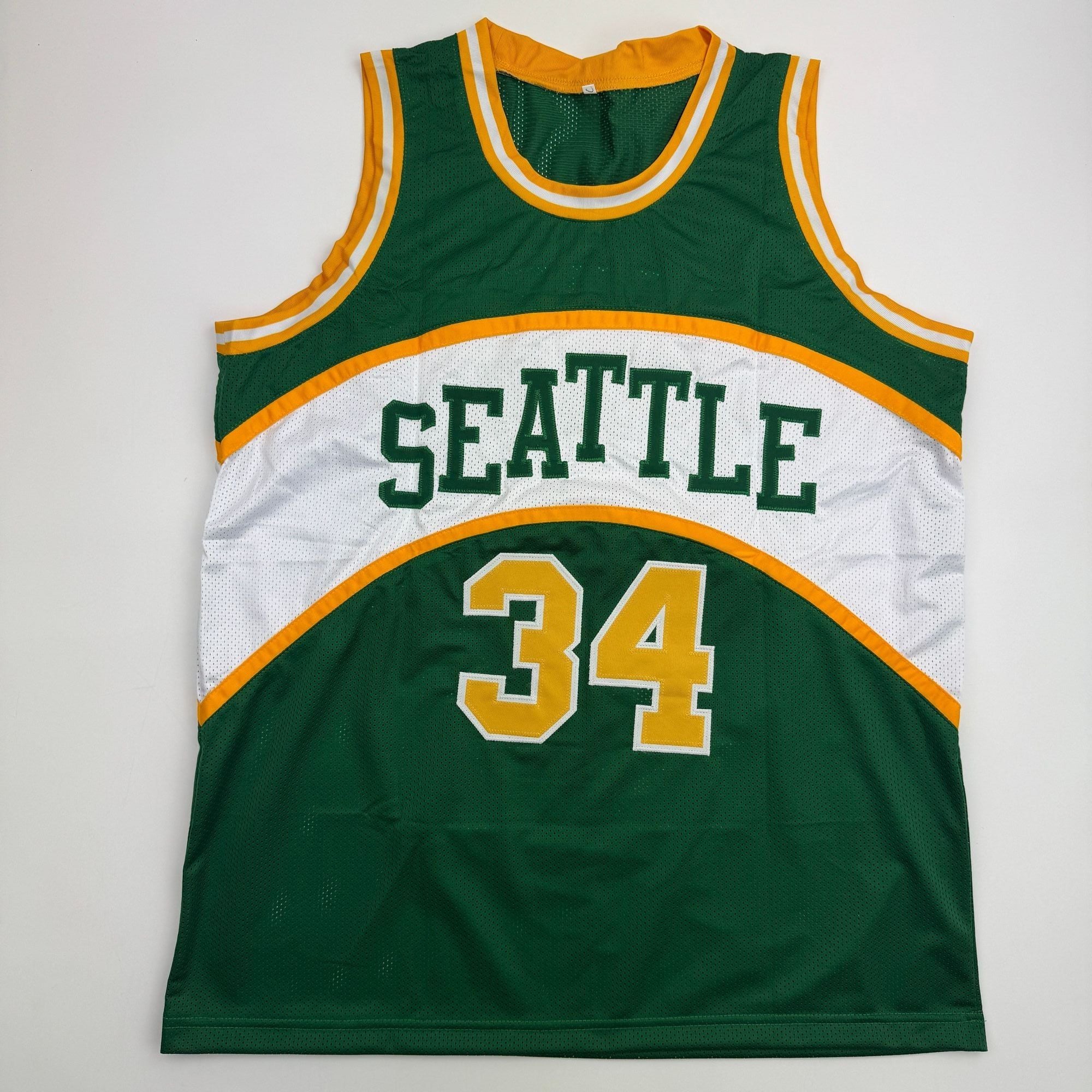 Autographed/Signed Xavier McDaniel Seattle Green Basketball Jersey Beckett BAS COA