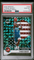 Graded 2020 Panini Mosaic Tyrese Maxey #259 Reactive Green Rookie RC Basketball Card PSA 10 Gem Mint