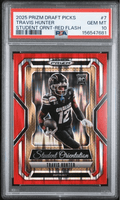 Graded 2025 Panini Prizm Draft Picks Travis Hunter #7 Student Orientation Red Flash /49 Rookie RC Football Card PSA 10 Gem Mint