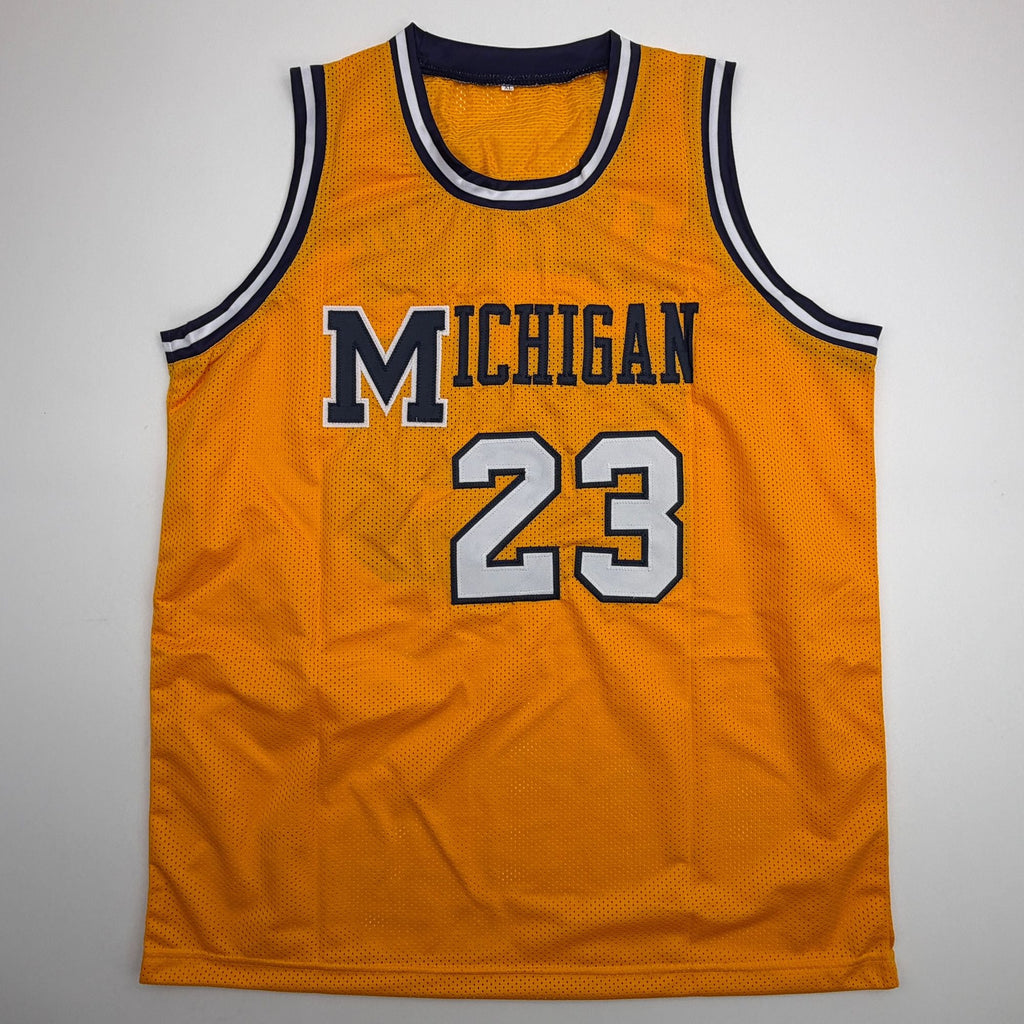 Autographed/Signed Yaxel Lendeborg Michigan Yellow College Basketball Jersey JSA COA